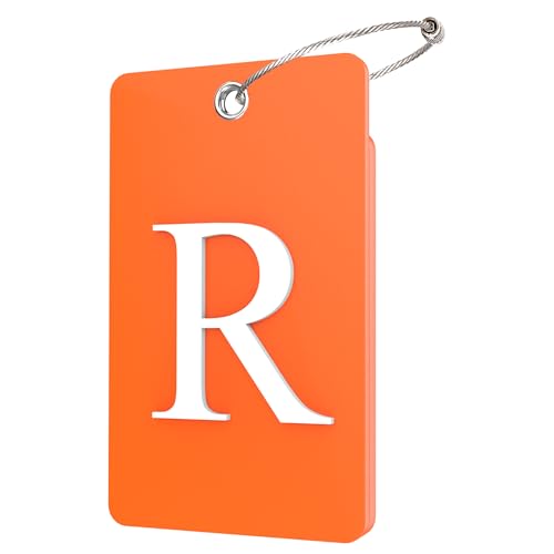 Gostwo 2 Pack Luggage Tags for Suitcases 26 Initial Letter Travel Luggage Baggage Identification Labels ID Tag Fully Bendable Tags with Stainless Steel Loop Orange Letter R - Image 1