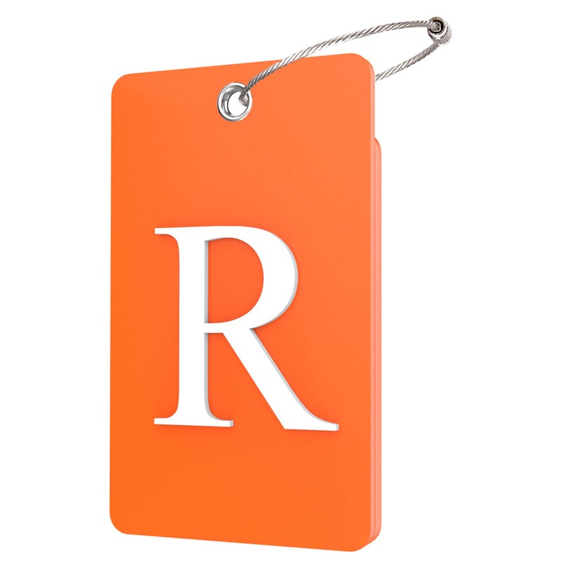 Gostwo 2 Pack Luggage Tags for Suitcases 26 Initial Letter Travel Luggage Baggage Identification Labels ID Tag Fully Bendable Tags with Stainless Steel Loop Orange Letter R - Image 3