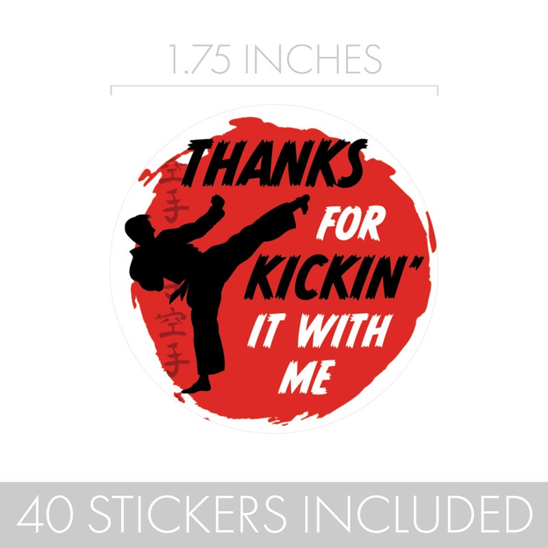 DISTINCTIVS Karate Birthday Party Thank You Stickers, Karate Birthday Decorations, Martial Arts Party Favors - 40 Stickers - Image 3