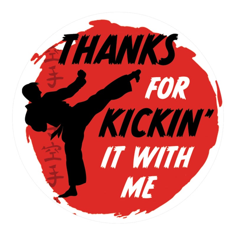 DISTINCTIVS Karate Birthday Party Thank You Stickers, Karate Birthday Decorations, Martial Arts Party Favors - 40 Stickers - Image 1