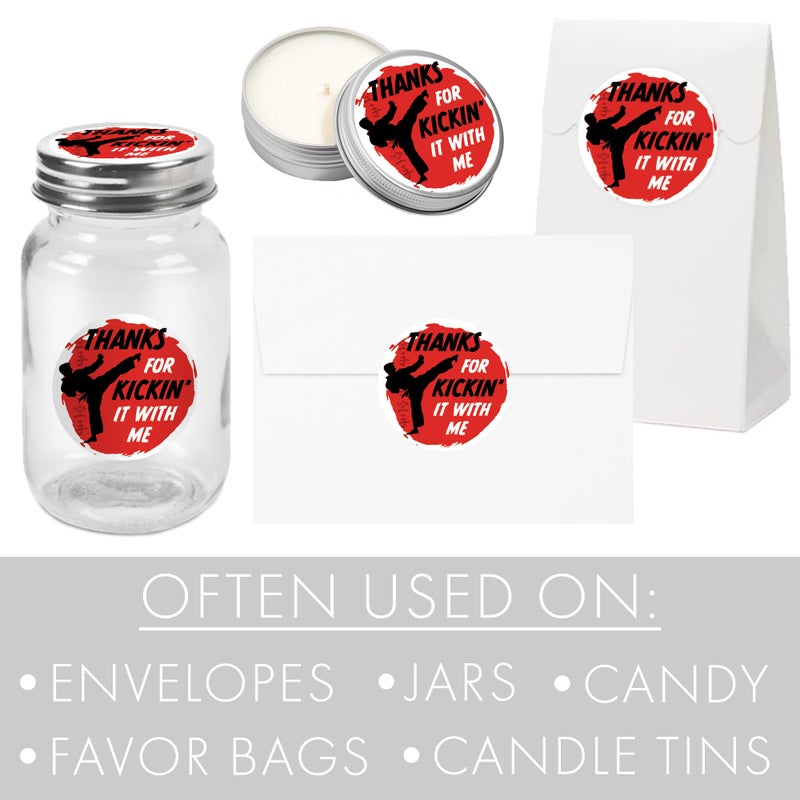 DISTINCTIVS Karate Birthday Party Thank You Stickers, Karate Birthday Decorations, Martial Arts Party Favors - 40 Stickers - Image 4