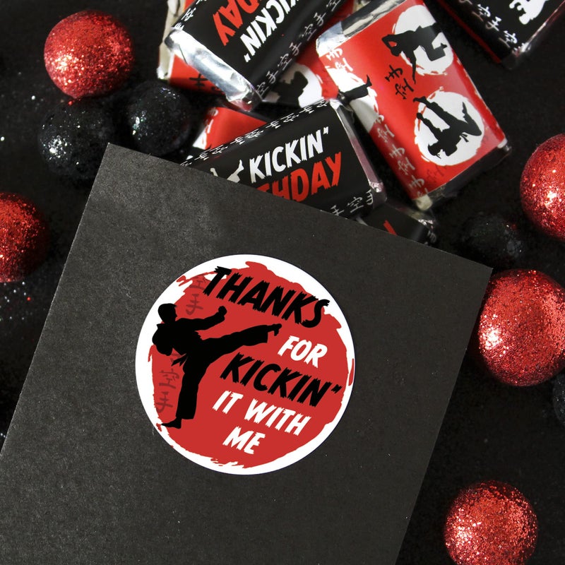 DISTINCTIVS Karate Birthday Party Thank You Stickers, Karate Birthday Decorations, Martial Arts Party Favors - 40 Stickers - Image 2
