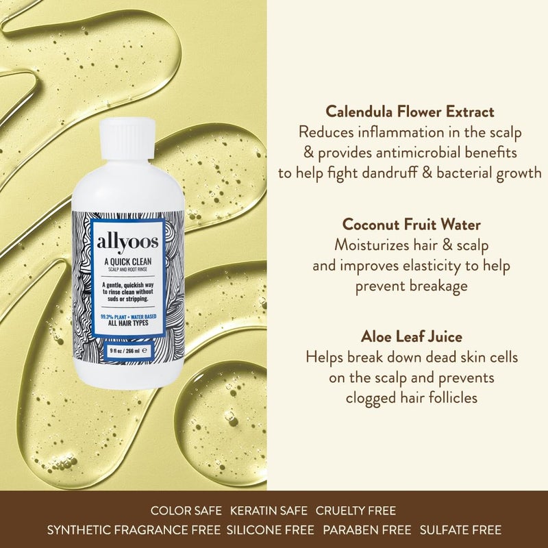 Allyoos A Quick Clean, Hair Rinse, Removes Sweat, Oil & Buildup From Scalp & Hair, No Suds, Dry Shampoo Alternative, Balances Scalp, Sulfate-Free - Image 3