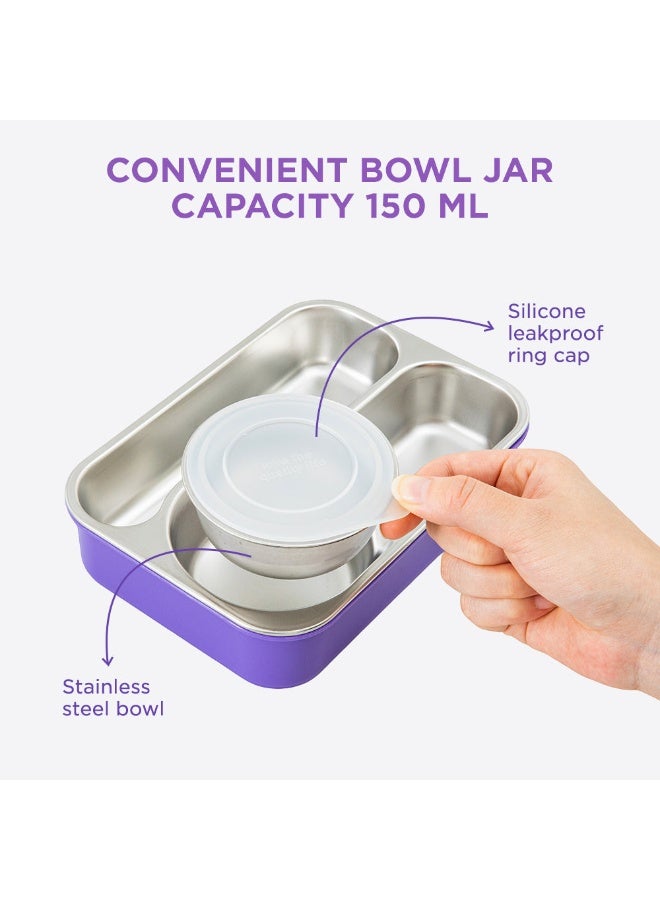 Hydrobrew Steel Core Lunch Box 750ml + 150ml Food Jar w/ cutlery, Stainless Steel, Leakproof - BERRY CREAM - Image 3