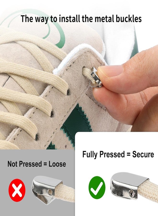 Stepace 2 Pairs Elastic No Tie Shoe Laces for Kids and Adults Sneakers, Stretch Flat Tieless Shoestrings White 120 - Image 5