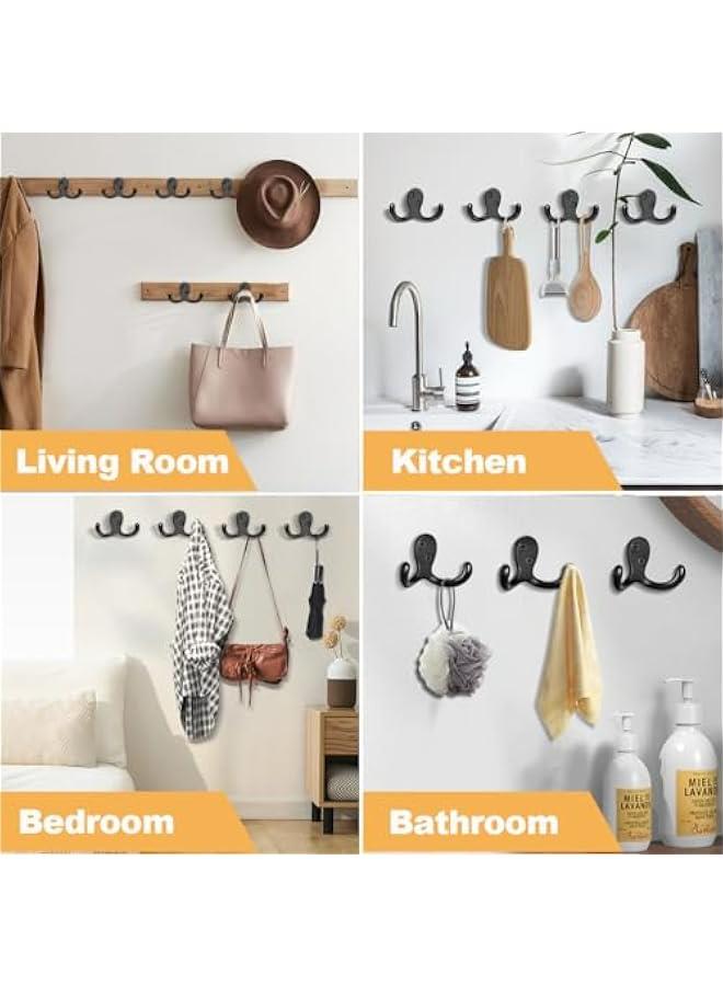 Loquat Pack of 10 Black Heavy Duty Double Prong Metal Wall Hooks for Coat, Bag, Scarf, Towel, Hat, Key, Cup. Ideal for Living Room, Bathroom, Kitchen, Bedroom. Wall Mounted for Easy Hanging. - Image 2
