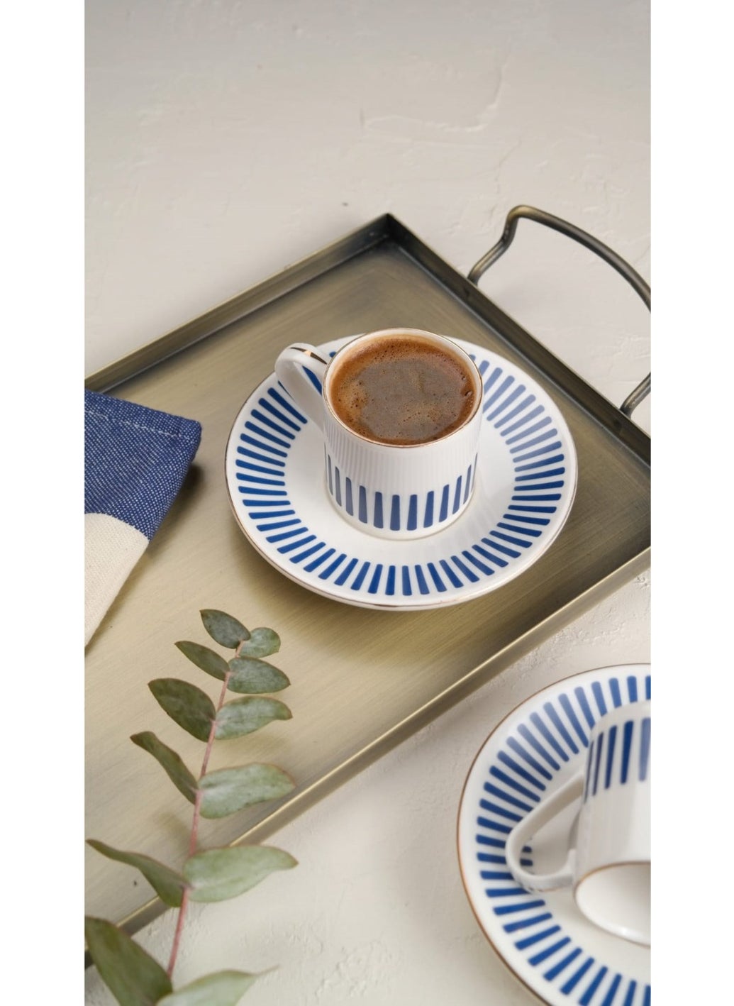 Porser - Alya Dark Blue Coffee Cup Set 80CC 2 Person 4 Pieces - Image 1