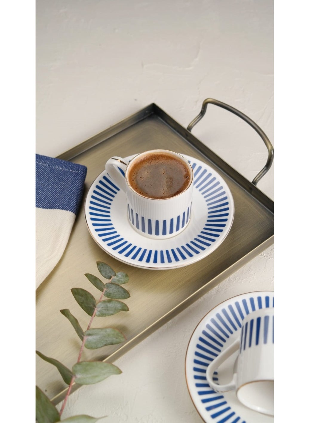 Porser - Alya Dark Blue Coffee Cup Set 80CC 2 Person 4 Pieces - Image 1