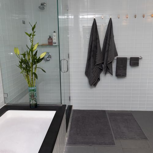 Mosobam Luxury Turkish Bath Mat 20X34 Charcoal Gray (Dark Grey) 1000 GSM Bamboo Viscose & Aegean Turkish Combed Cotton - Image 4
