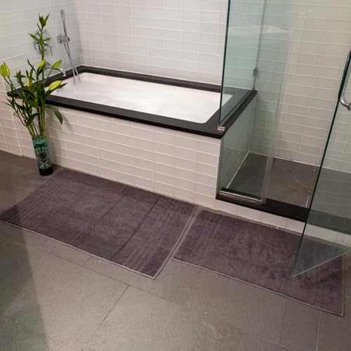 Mosobam Luxury Turkish Bath Mat 20X34 Charcoal Gray (Dark Grey) 1000 GSM Bamboo Viscose & Aegean Turkish Combed Cotton - Image 3