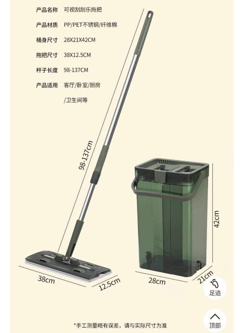 Mop bucket made of acrylic, "unbreakable", with a water separation system (2 holes), with 2 microfiber cloths and a 360-degree rotating mop (imported) - Image 2