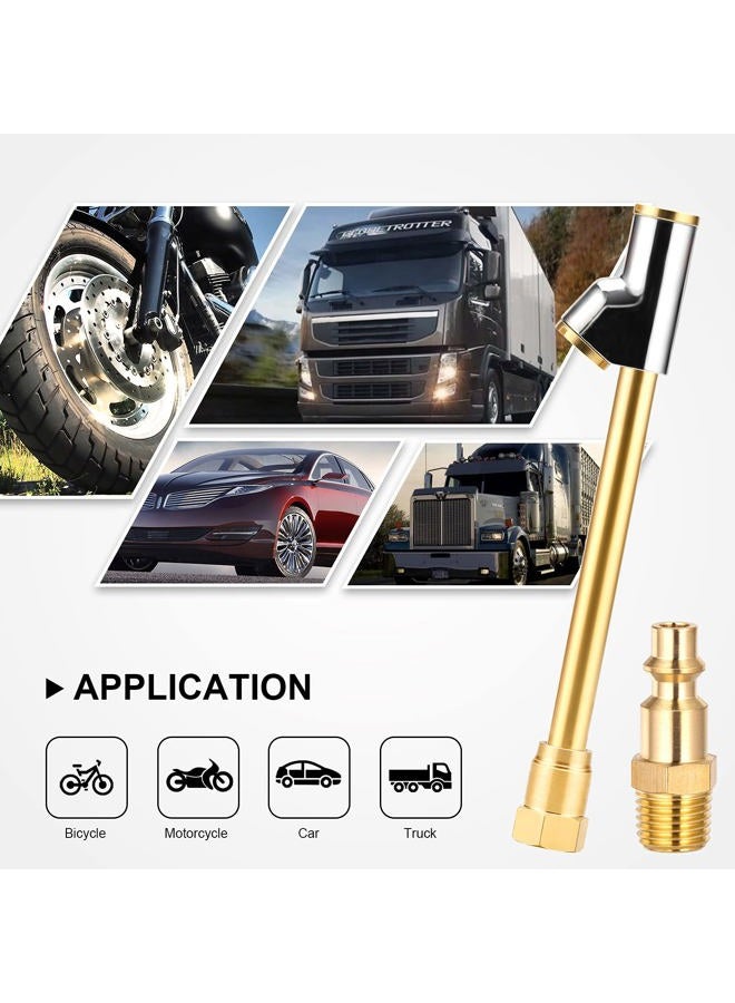 LUMITECO 2-Way Connection Heavy Duty Air Chuck Set, 1/4 In FNPT Straight-on Foot Dual Head Tire chuck with Extended Stem and Standard Quick Plug, Tire Air Fill Kit for Tire Inflator Gauge and Air Compressor - Image 5