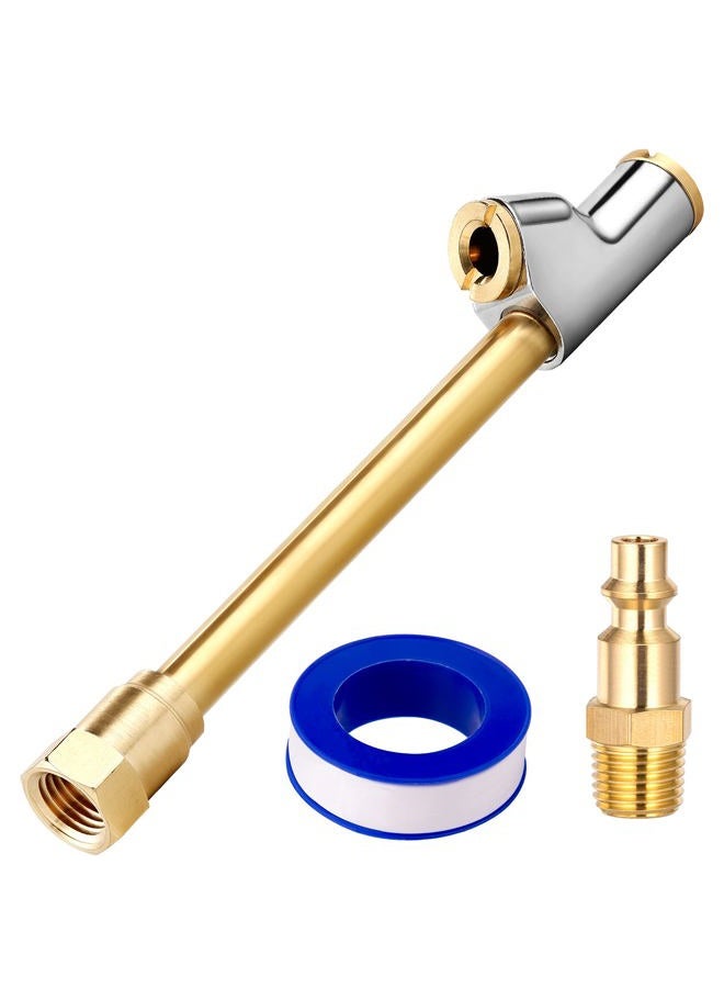 LUMITECO 2-Way Connection Heavy Duty Air Chuck Set, 1/4 In FNPT Straight-on Foot Dual Head Tire chuck with Extended Stem and Standard Quick Plug, Tire Air Fill Kit for Tire Inflator Gauge and Air Compressor - Image 1