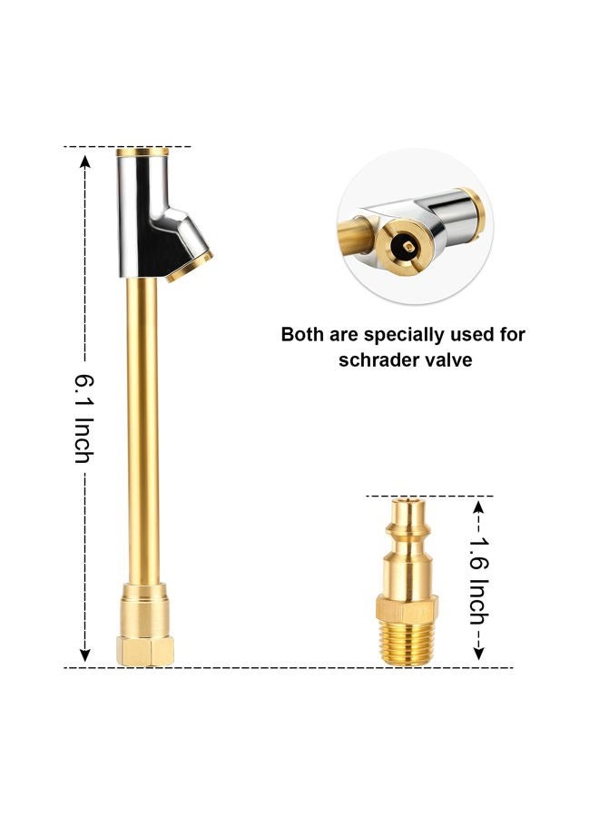 LUMITECO 2-Way Connection Heavy Duty Air Chuck Set, 1/4 In FNPT Straight-on Foot Dual Head Tire chuck with Extended Stem and Standard Quick Plug, Tire Air Fill Kit for Tire Inflator Gauge and Air Compressor - Image 2