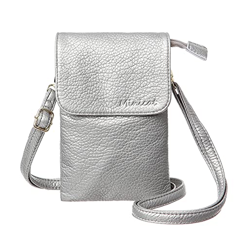MINICAT Small Crossbody Bags for Women Cell Phone Bag Vegan Leather Cross Body Purse Wallet Purses(Silver) - Image 1