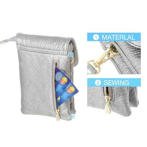 MINICAT Small Crossbody Bags for Women Cell Phone Bag Vegan Leather Cross Body Purse Wallet Purses(Silver) - Image 2