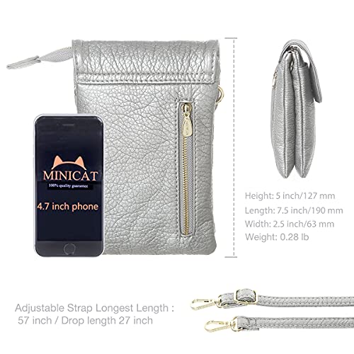 MINICAT Small Crossbody Bags for Women Cell Phone Bag Vegan Leather Cross Body Purse Wallet Purses(Silver) - Image 5