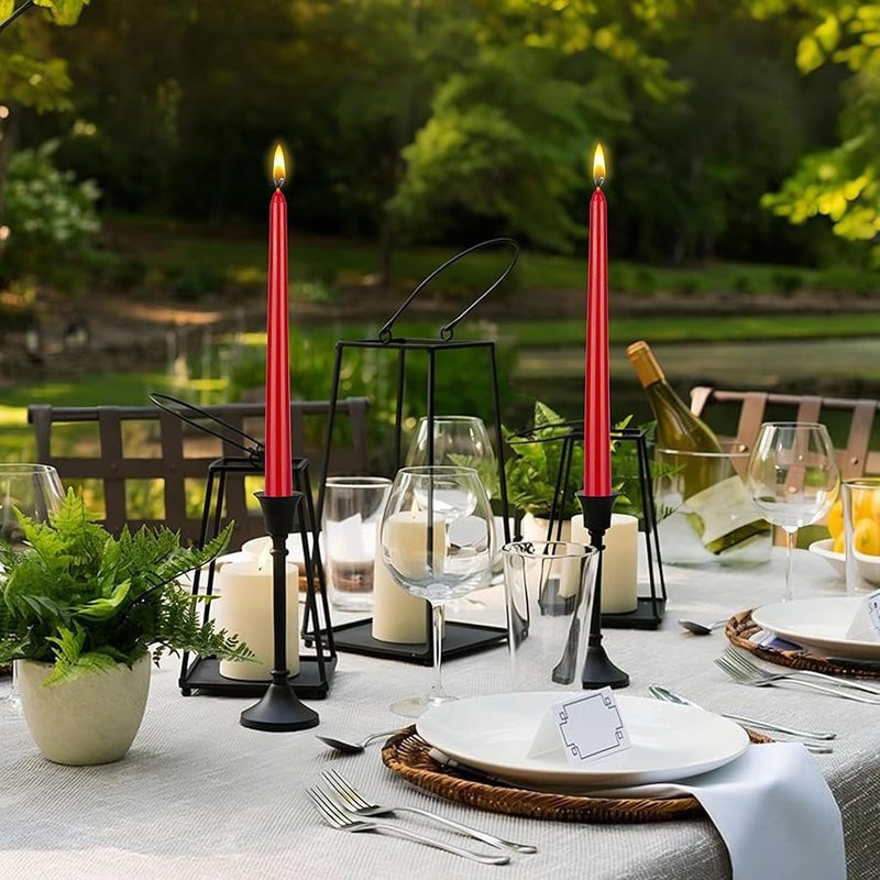 Mega Candles 12 pcs Unscented Red Taper Candle, Hand Poured Wax Candles 10 Inch x 7/8 Inch, Home Décor, Wedding Receptions, Baby Showers, Birthdays, Celebrations, Party Favors & More - Image 4