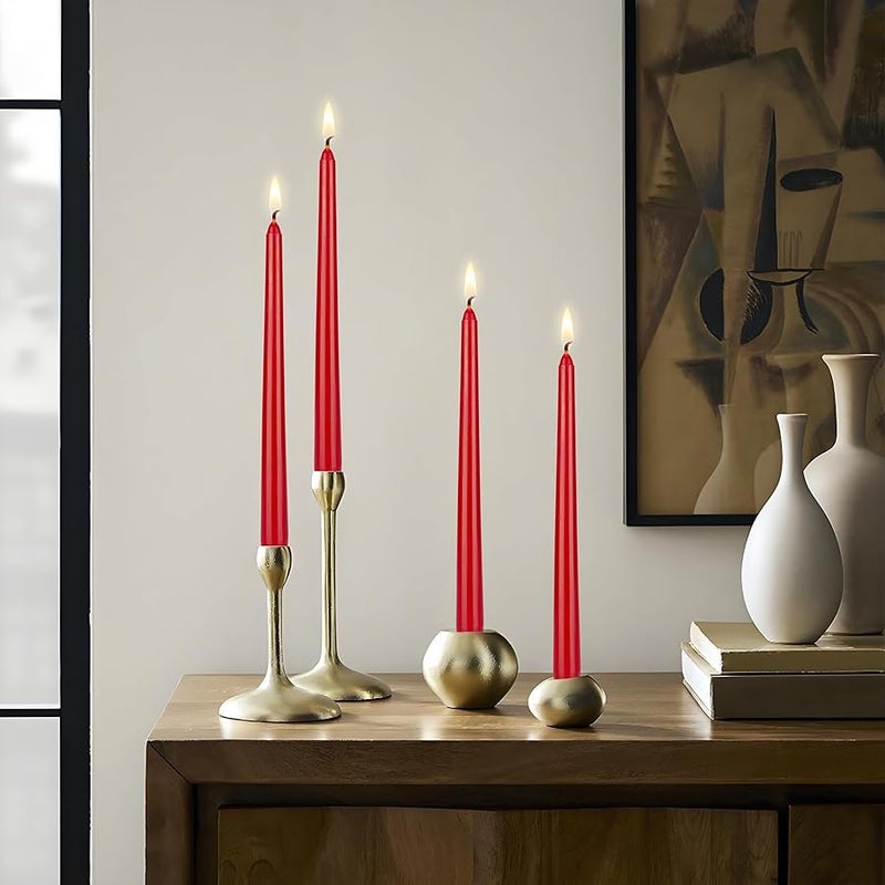 Mega Candles 12 pcs Unscented Red Taper Candle, Hand Poured Wax Candles 10 Inch x 7/8 Inch, Home Décor, Wedding Receptions, Baby Showers, Birthdays, Celebrations, Party Favors & More - Image 5