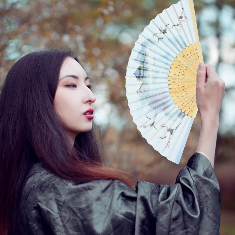 Chinese Style Handle Fan Chinese Folding Fan Oriental Handheld Silk Fabric Fan Decoration - Image 4