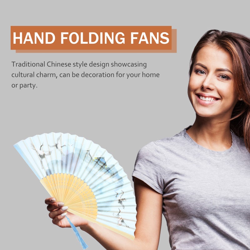 Chinese Style Handle Fan Chinese Folding Fan Oriental Handheld Silk Fabric Fan Decoration - Image 2