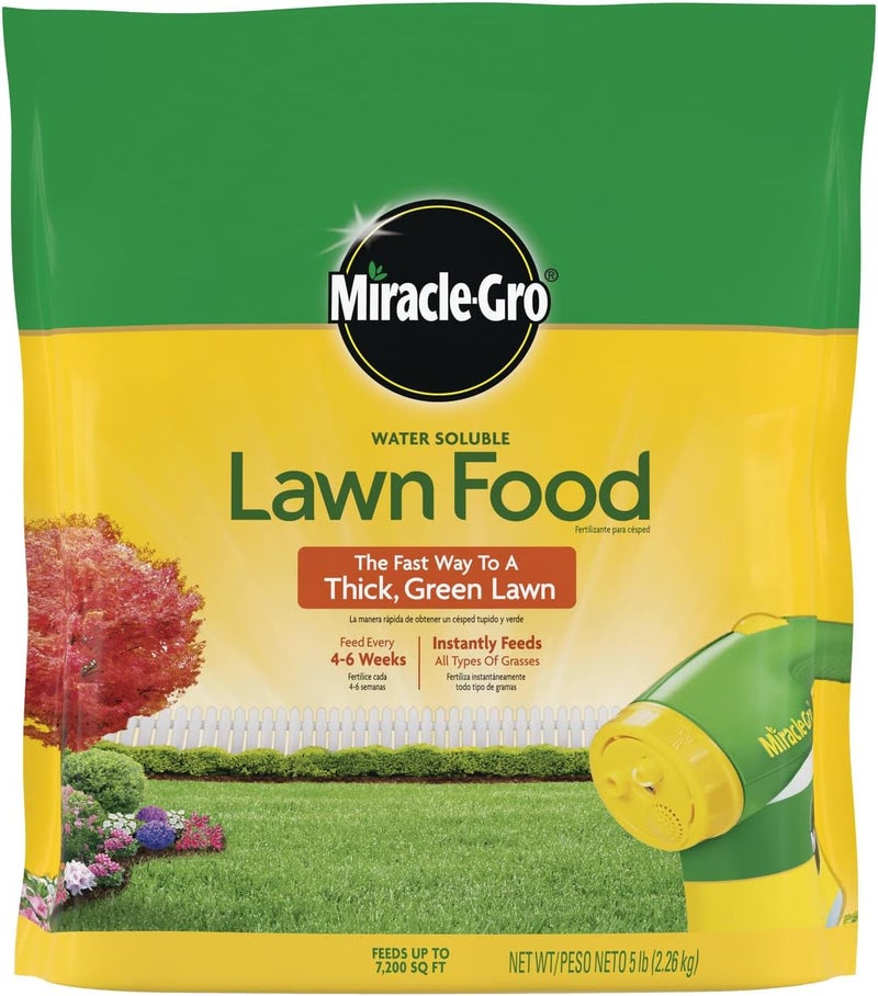 Miracle-Gro سماد العشب القابل للذوبان في الماء من ميركل-غرو - سماد لجميع أنواع العشب، يغذي حتى 7,200 قدم مربع - Image 1
