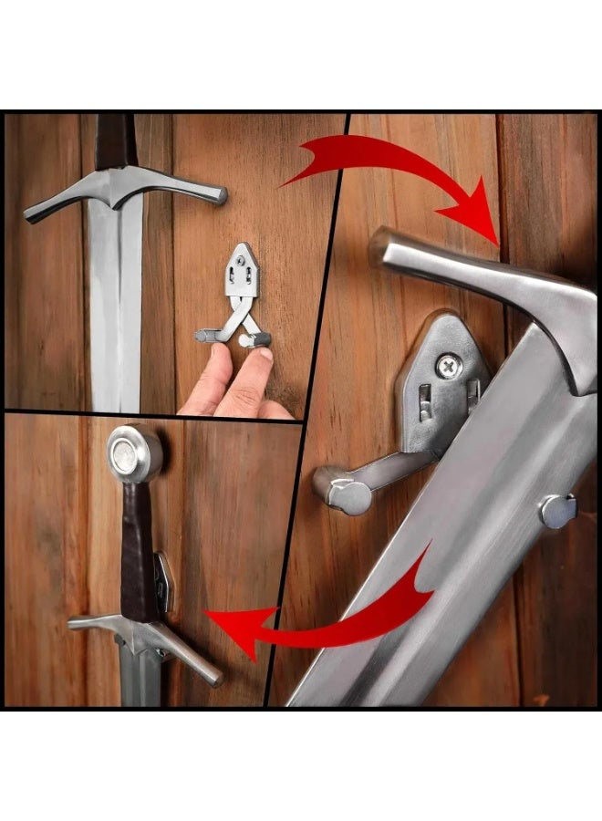 Generic 4 PCS Sword Wall Mount, Lightsaber Wall Mount Sword Stand Sword Holder Metal Single Sword Wall Mounts Vertical Wall Sword Display Hook Universal Sword Holder Multifunctional Adjustable  - Image 5