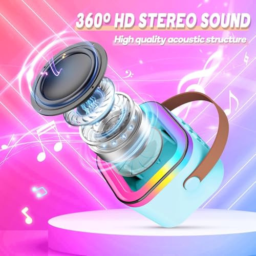 CERLINK Karaoke Mic with Speaker for Singing Music Birthday Gift for Kids Toys for Boys 7-14 Years Rechargeable Portable Bluetooth Speaker with Microphone-Multicolor - Image 5