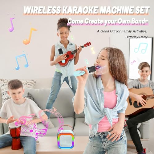 CERLINK Karaoke Mic with Speaker for Singing Music Birthday Gift for Kids Toys for Boys 7-14 Years Rechargeable Portable Bluetooth Speaker with Microphone-Multicolor - Image 4