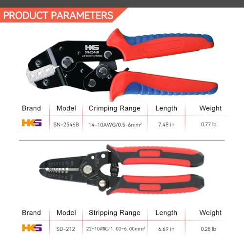 HKS Solar PV Panel Crimping Tool Kit with Crimper Stripper and 8 Pairs Solar connectors and 1Pair Solar Connector Spanner Wrench, Crimper Tool for Solar Cable AWG14-10,2.5/4/6mm² - Image 3