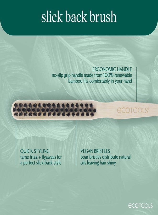 EcoTools Slick Back Hairbrush, Small Brush For The Perfect Ponytail Or Bun, Tease, Smooth, & Style Hair, Tame Frizz & Flyaways, Renewable Bamboo Handle & Vegan Boar Bristles, Cruelty-Free, 1 Count - Image 2