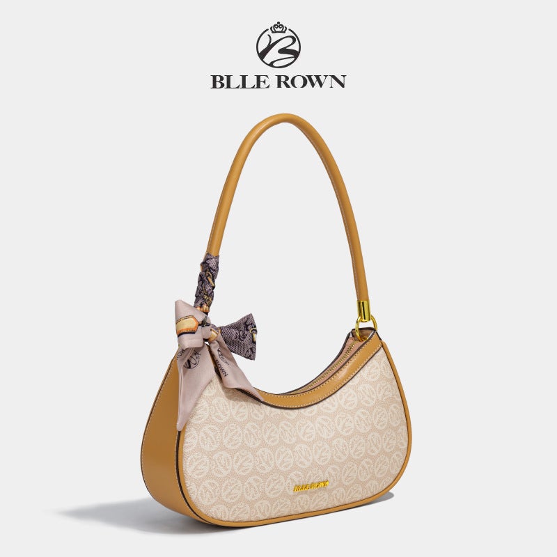 Bllerown/Bellerown Fantasy Brown Series Fashion Crescent Bag Versatile Underarm Hobo Trendy Print - Image 1