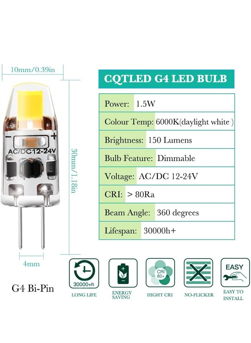 G4 LED Bulb, 12V JC G4 Bi Pin Bulb, G4 20W Halogen Bulb Replacement, Daylight White 4500K, G4 Bulb for Under Cabinet Light, Ceiling Lights (6 Pack) - Image 2