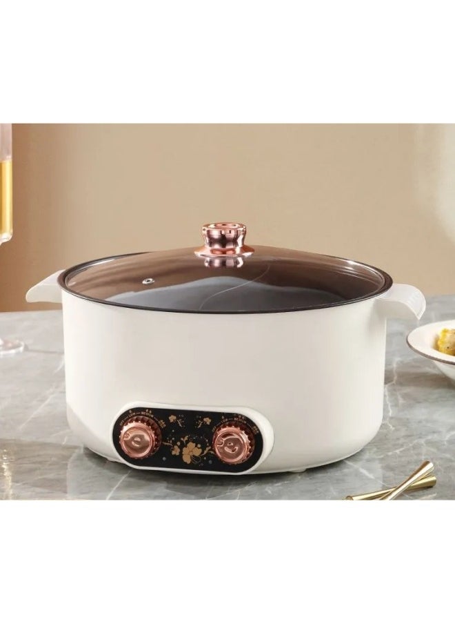 KYD Electric Hot Pot Non-Stick Electric Cooker  30cm Multifunctional Portable Pot for Cooking, 600-1350W Rapid Noodles Electric Pot, Non-Stick Frying Pans for Steak, Egg, Ramen, Oatmeal with Dual Power Adjustment  - Image 2