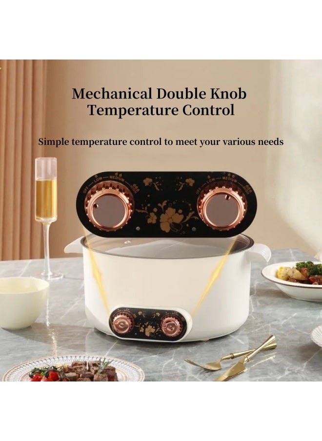 KYD Electric Hot Pot Non-Stick Electric Cooker  30cm Multifunctional Portable Pot for Cooking, 600-1350W Rapid Noodles Electric Pot, Non-Stick Frying Pans for Steak, Egg, Ramen, Oatmeal with Dual Power Adjustment  - Image 4