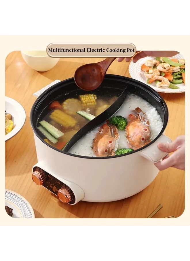 KYD Electric Hot Pot Non-Stick Electric Cooker  30cm Multifunctional Portable Pot for Cooking, 600-1350W Rapid Noodles Electric Pot, Non-Stick Frying Pans for Steak, Egg, Ramen, Oatmeal with Dual Power Adjustment  - Image 3
