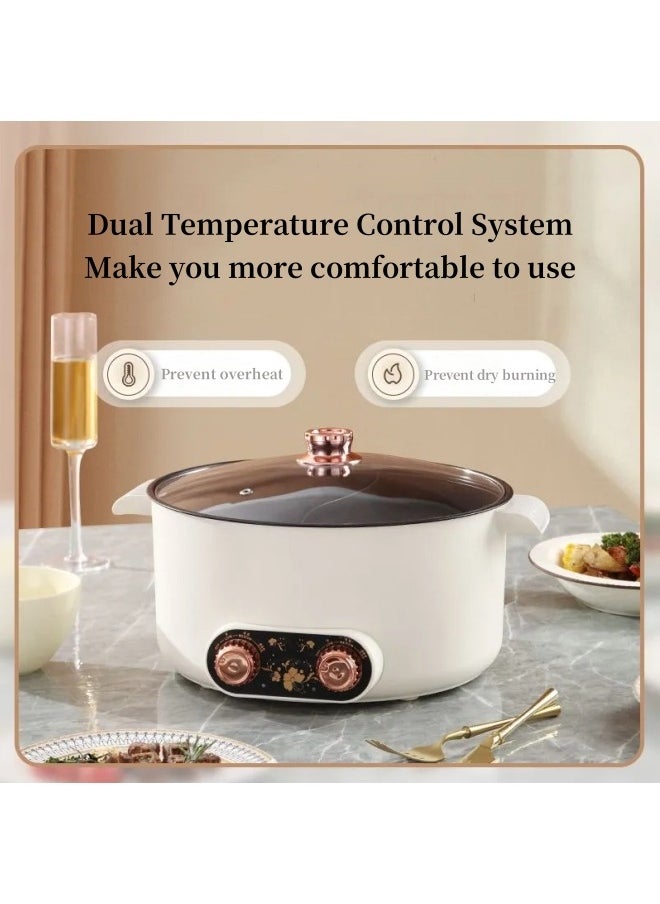 KYD Electric Hot Pot Non-Stick Electric Cooker  30cm Multifunctional Portable Pot for Cooking, 600-1350W Rapid Noodles Electric Pot, Non-Stick Frying Pans for Steak, Egg, Ramen, Oatmeal with Dual Power Adjustment  - Image 5