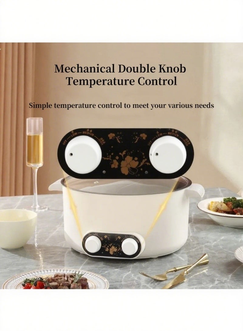 KYD Electric Hot Pot Non-Stick Electric Cooker 30cm Multifunctional Portable Pot for Cooking, 600-1350W Rapid Noodles Electric Pot, Non-Stick Frying Pans for Steak, Egg, Ramen, Oatmeal with Dual Power Adjustment - Image 3