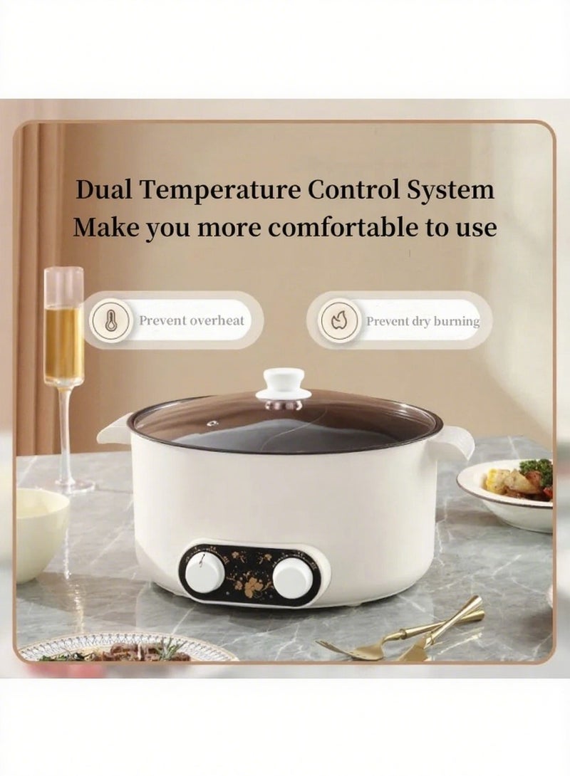 KYD Electric Hot Pot Non-Stick Electric Cooker 30cm Multifunctional Portable Pot for Cooking, 600-1350W Rapid Noodles Electric Pot, Non-Stick Frying Pans for Steak, Egg, Ramen, Oatmeal with Dual Power Adjustment - Image 2