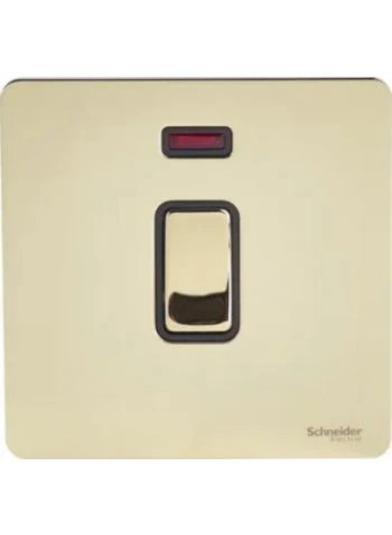 Schneider Electric 20A 1 Gang DP Switch, Ultimate Flat Plate, Brass