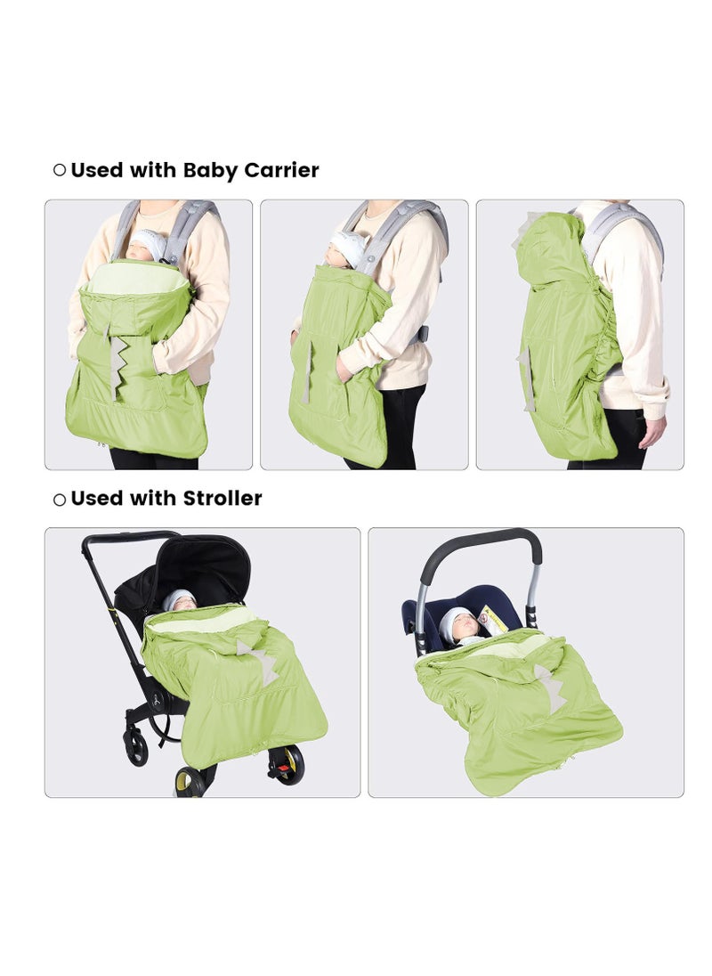 XiuWoo 3 in 1 Universal Weatherproof Thicken Baby Carrier Cover, Winter Carrier Cover, Wind Carrier Cover, Baby Stroller Cover, Baby Blanket with Zip, Warm Liner, Drawstring Hood for Windproof, Keeping Warm  - Image 5