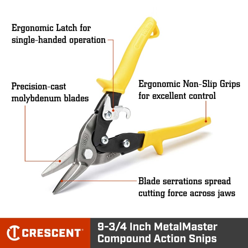 Wiss Crescent Wiss 9-3/4 Inch MetalMaster Compound Action Snips - Straight, Left and Right Cut - M3R - Image 2