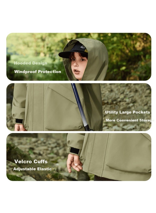 Ask Junior Boys' Spring Outdoor Sports Casual 3-in-1 Waterproof Hooded Softshell Jacket - Image 3