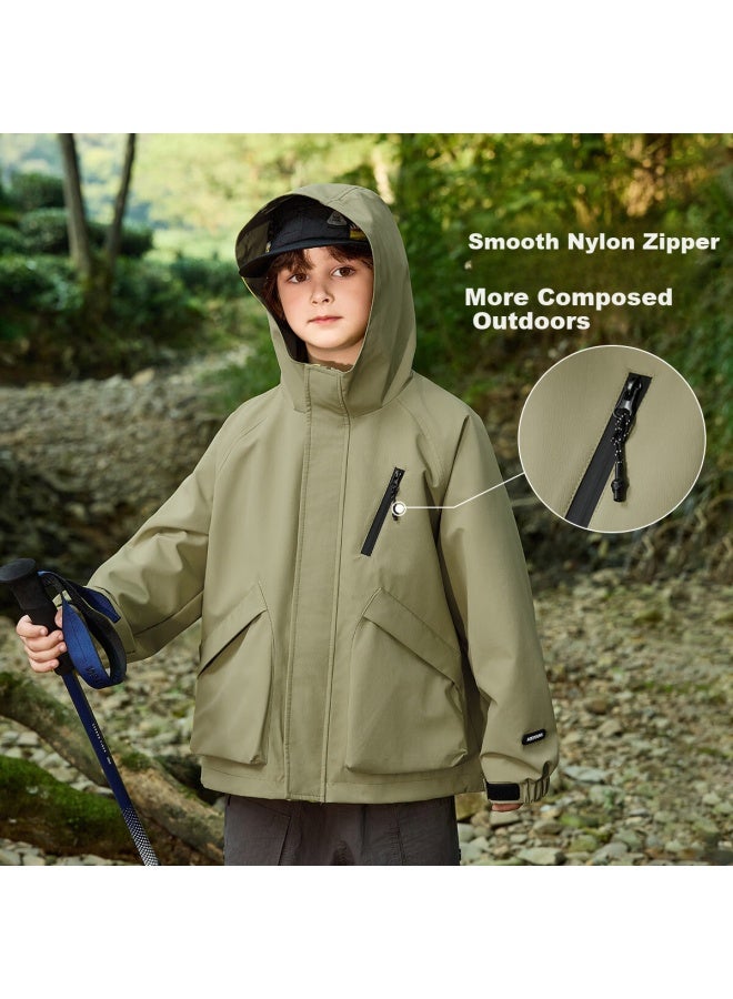 Ask Junior Boys' Spring Outdoor Sports Casual 3-in-1 Waterproof Hooded Softshell Jacket - Image 1