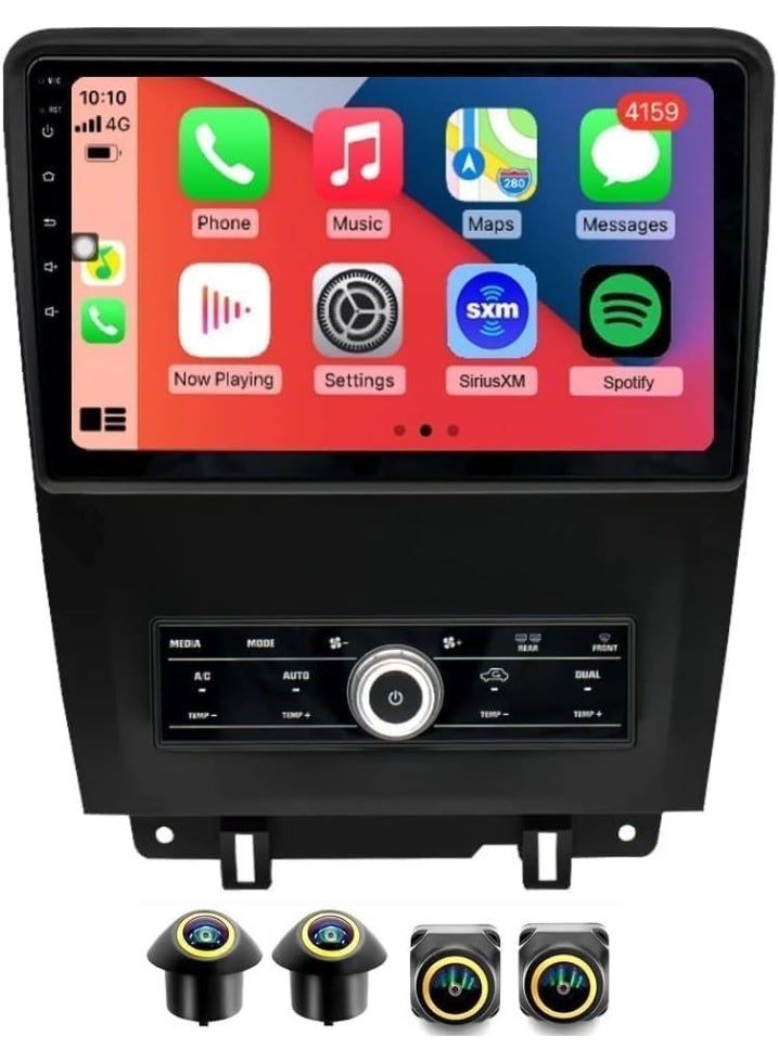SHEZA STAR Android Car Stereo for Ford Mustang 2010-2014 4GB RAM 64GB ROM Support Carplay, M-Link Wi-Fi BT, Radio GPS, 10 Inch IPS.QLED, Screen with 360D Camera Included - Image 1