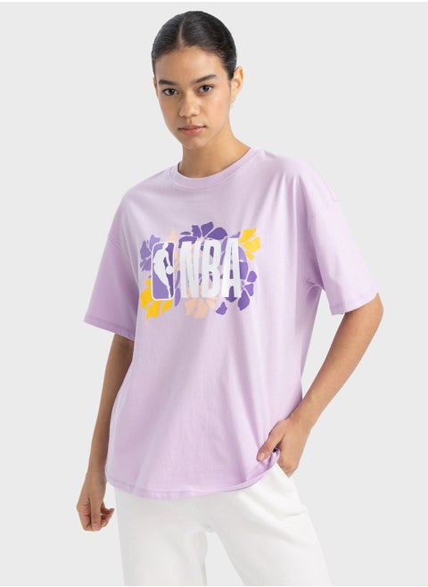 Oversize Fit Nba Licensed Crew Neck Short Sleeve T