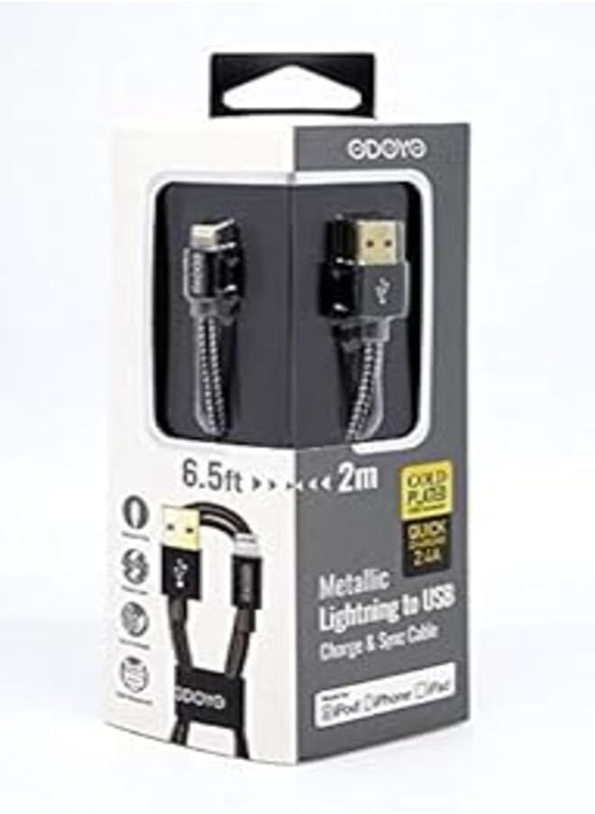 Generic - 2-meter BLACK MFI Lightning to USB Cable 2.4A - Image 1