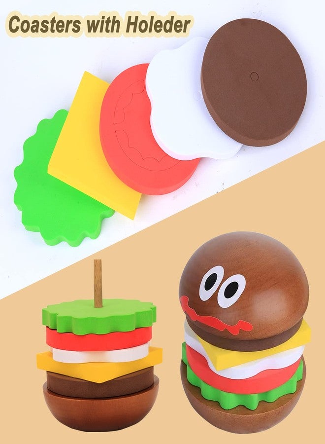 Sirensky Fun Coasters Set for Drinks,Novelty Burger Coasters for Coffee Table,DIY Wooden Coasters for Drinks,,Cup Mat Wood Cup Lips,Gift for Housewarming,Birthday,Table Decor - Image 4