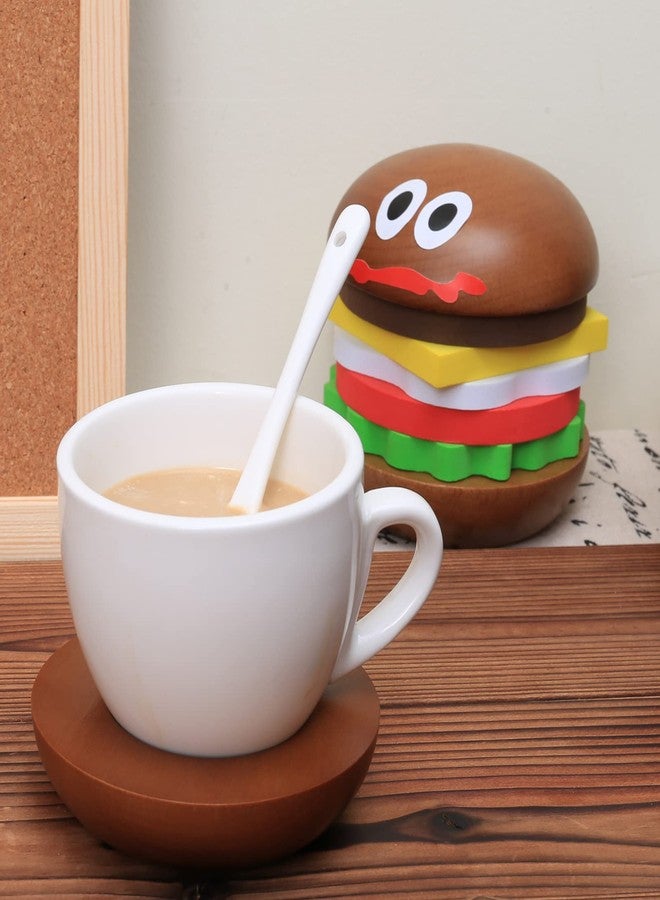 Sirensky Fun Coasters Set for Drinks,Novelty Burger Coasters for Coffee Table,DIY Wooden Coasters for Drinks,,Cup Mat Wood Cup Lips,Gift for Housewarming,Birthday,Table Decor - Image 5