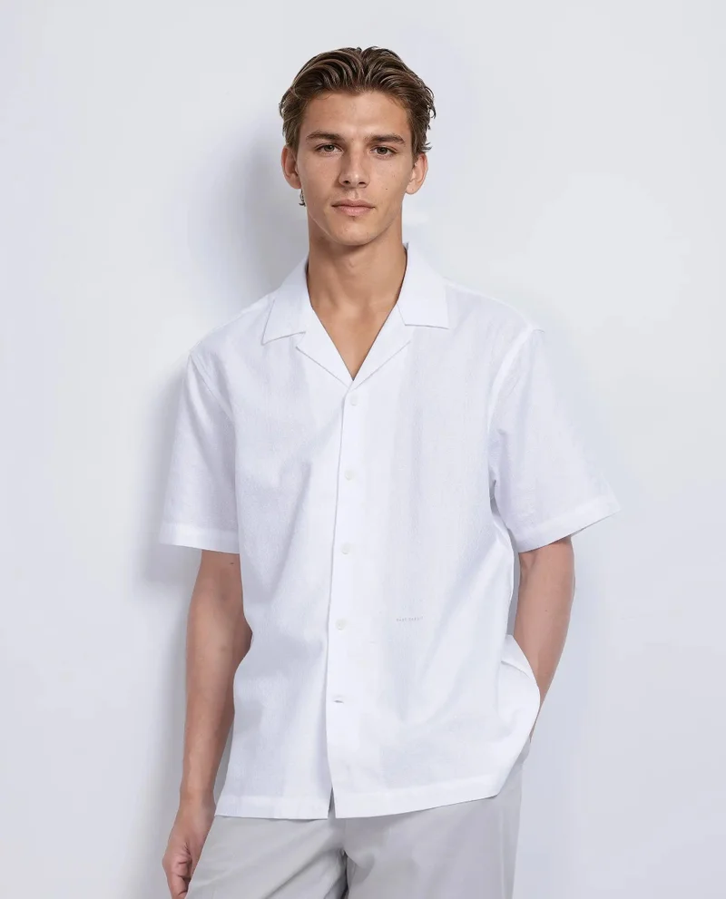 Rare Rabbit Men's Cuban Collar Boxy Fit Shirt
